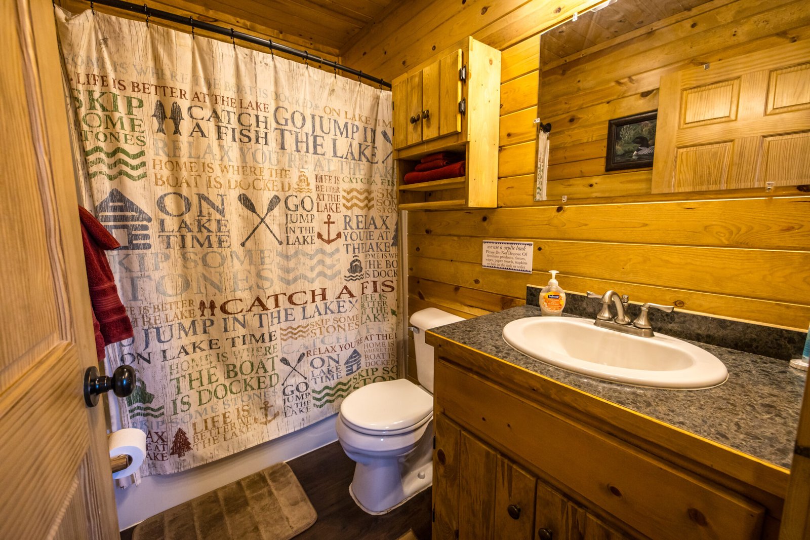 1st Floor Bathroom at Lakeside Cabin